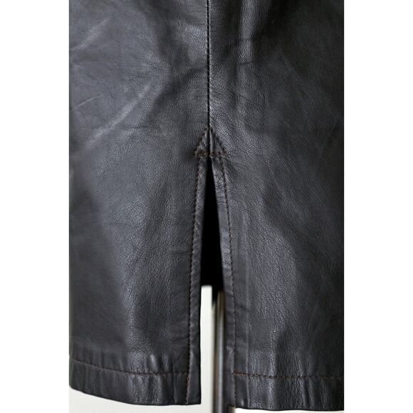 Vintage 1990s Barney's CO-OP Brown Leather High Rise Pencil Skirt - Picture 8 of 10